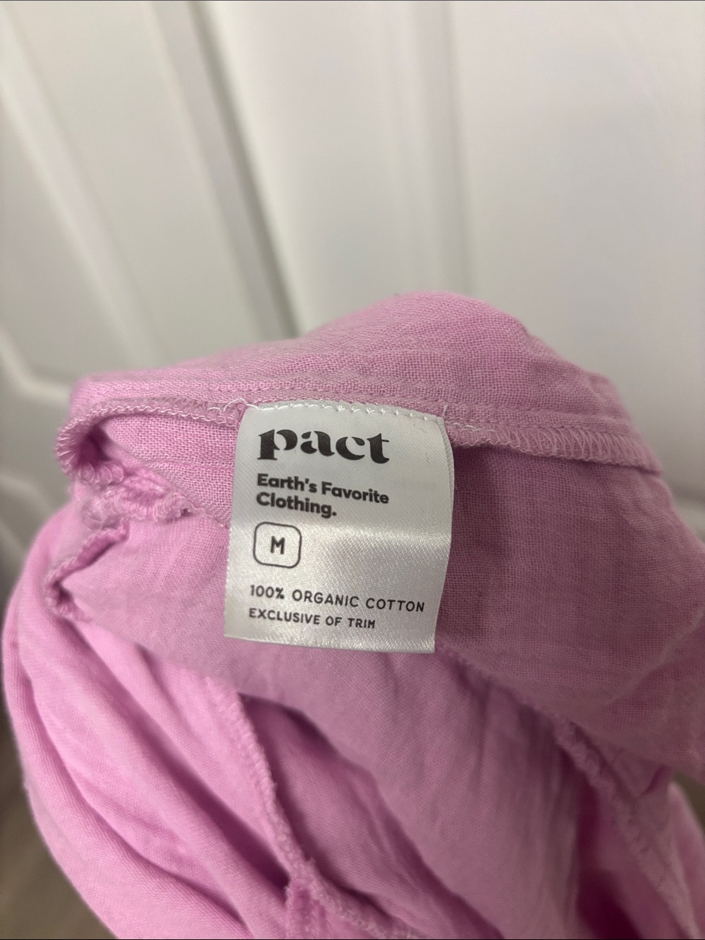 Pact Women’s 100% Organic Cotton Pink Short Sleeve Dress Size Medium - Picture 6 of 6